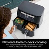 Ninja DZ090 Foodi 6 Quart 5-in-1 DualZone 2-Basket Air Fryer with 2 Independent Frying Baskets, Match Cook & Smart Finish to Roast, Bake, Dehydrate & More for Quick Snacks & Small Meals, Black(Black)