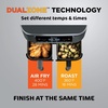 Ninja DZ550 Foodi 10 Quart 6-in-1 DualZone Smart XL Air Fryer with 2 Independent Baskets, Cook Thermometer for Perfect Doneness, Match and Finish to Roast, Dehydrate and More, Black | Air fry, roast, broil, bake, reheat, dehydrate, Smart Cook thermometer, Match Cook, Smart Finish(8-QT & DualZone)