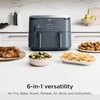 Ninja Foodi Air Fryer, 10 Qt DualZone Smart XL, 6-in-1, Grey, DZ550GY | Air fry, roast, broil, bake, reheat, dehydrate, Smart Cook thermometer, Stainless steel(10QT w/Thermometer GREY)