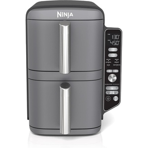 Ninja Air Fryer DoubleStack, 8 Qt, 6-in-1, Black, SL201 | Air fry, broil, roast, bake, reheat, dehydrate, Cooks 4 foods at once, Smart Finish, Match Cook(10 QT)