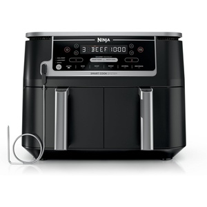Ninja DZ550 Foodi 10 Quart 6-in-1 DualZone Smart XL Air Fryer with 2 Independent Baskets, Cook Thermometer for Perfect Doneness, Match and Finish to Roast, Dehydrate and More, Black | Air fry, roast, broil, bake, reheat, dehydrate, Smart Cook thermometer, Match Cook, Smart Finish(10-QT & DualZone w/ probe)
