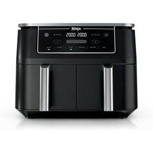 Ninja DZ550 Foodi 10 Quart 6-in-1 DualZone Smart XL Air Fryer with 2 Independent Baskets, Cook Thermometer for Perfect Doneness, Match and Finish to Roast, Dehydrate and More, Black | Air fry, roast, broil, bake, reheat, dehydrate, Smart Cook thermometer, Match Cook, Smart Finish(10-QT & DualZone (Black))