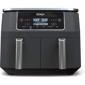 Ninja DZ550 Foodi 10 Quart 6-in-1 DualZone Smart XL Air Fryer with 2 Independent Baskets, Cook Thermometer for Perfect Doneness, Match and Finish to Roast, Dehydrate and More, Black | Air fry, roast, broil, bake, reheat, dehydrate, Smart Cook thermometer, Match Cook, Smart Finish(8-QT & DualZone)