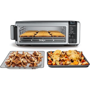 Ninja Digital Air Fry Countertop Oven, 8-in-1, XL, Silver, SP101 | Air fry, air roast, broil, bake, toast, bagel, dehydrate, keep warm, 1800W, Flip up & away(8-in-1 Flip Oven)