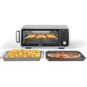 Ninja Double Oven, 12-in-1, FlexDoor, Stainless Steel, DCT401 | FlavorSeal, Smart Finish, Air fry, bake, broil, roast, toast, pizza, fits 6 lbs wings(8-in-1 Flip Oven)