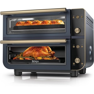 Ninja Double Oven Pro Smart XL, 30.2 Qt, 12-in-1, Stainless Steel, DCT801 | DualZone, Smart Finish, Fits 4.5 lb chicken, Air fry, bake, broil, roast, toast, pizza(Cyberspace)