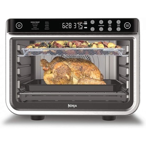 Ninja Double Oven Pro Smart XL, 30.2 Qt, 12-in-1, Stainless Steel, DCT801 | DualZone, Smart Finish, Fits 4.5 lb chicken, Air fry, bake, broil, roast, toast, pizza(Silver/Piano Black)