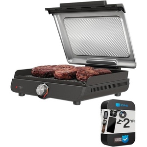 Ninja GR100 Sizzle Smokeless Indoor Grill (Renewed) Bundle with 2 Year Enhanced Protection Pack