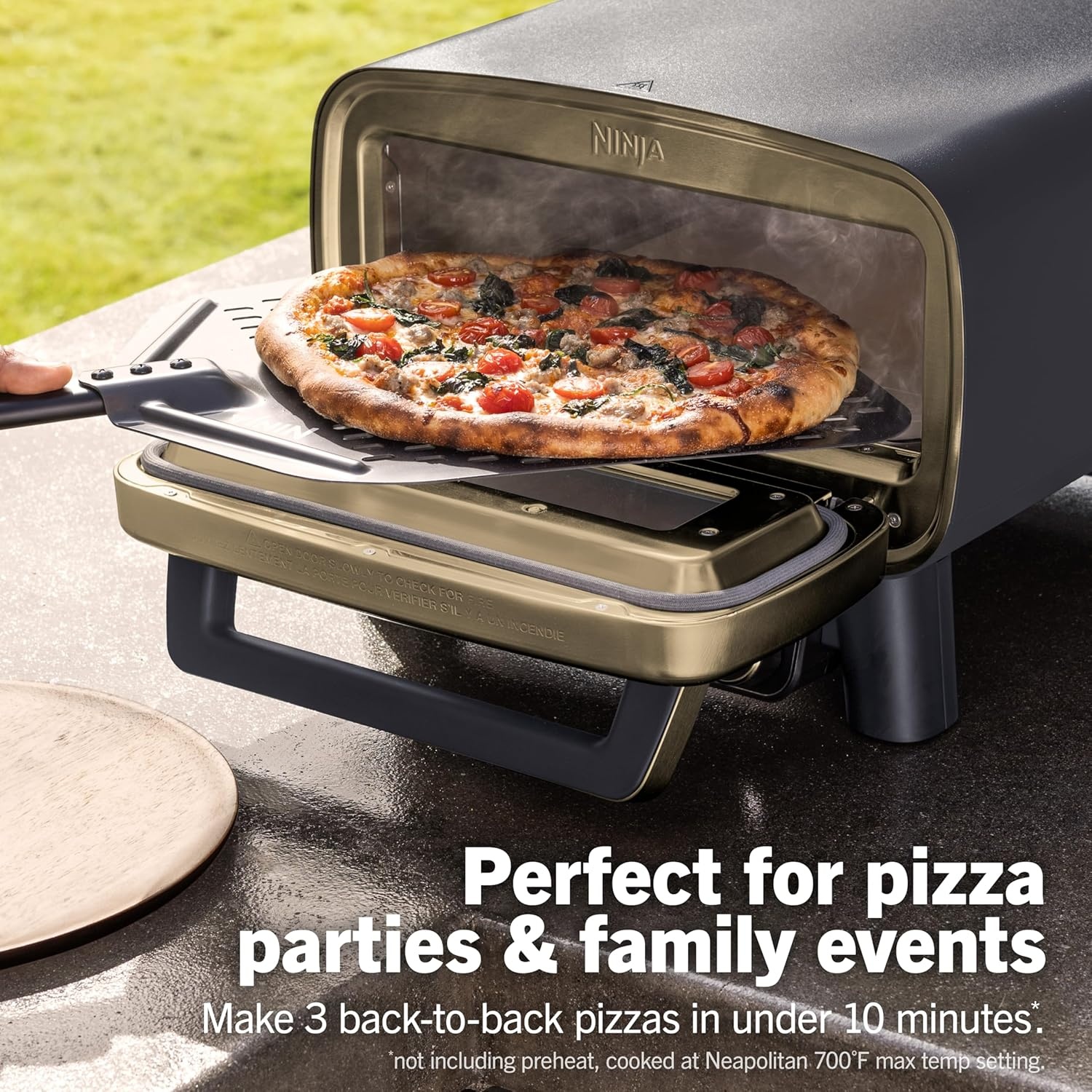 image:imageNinja Artisan Pizza Oven 12in Pizza in 3Min 700F 5in1 Gray MO201 Ninja Artisan Electric Pizza Oven bakes 5 pizza styles and air fries all in one outdoor applianceGreen