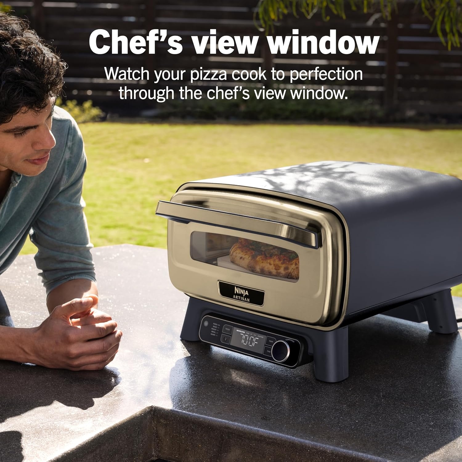 image:imageNinja Artisan Pizza Oven 12in Pizza in 3Min 700F 5in1 Gray MO201 Ninja Artisan Electric Pizza Oven bakes 5 pizza styles and air fries all in one outdoor applianceGreen