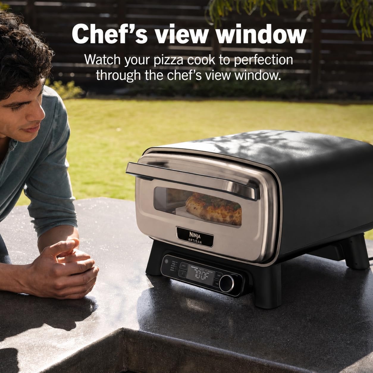 image:imageNinja Artisan Pizza Oven 12in Pizza in 3Min 700F 5in1 Gray MO201 Ninja Artisan Electric Pizza Oven bakes 5 pizza styles and air fries all in one outdoor applianceGray