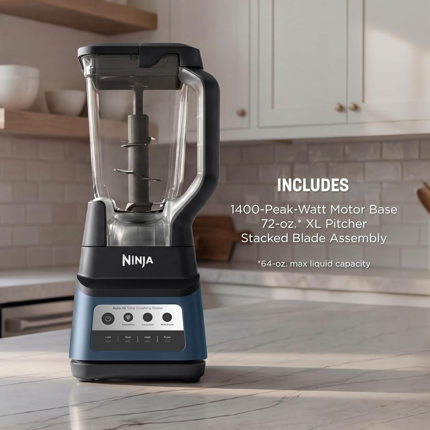 image:imageNinja BN751 Professional Plus DUO Blender 1400 Peak Watts 3 AutoIQ Programs for Smoothies Frozen Drinks amp Nutrient Extractions 72oz Total Crushing Pitcher amp 2 24 oz ToGo Cups Black 1400 peakwatt Total Crushing amp Extractor blades 3 AutoiQ programs for smoothies 72oz pitcher 2 24oz cupsPro Plus BlenderBlue