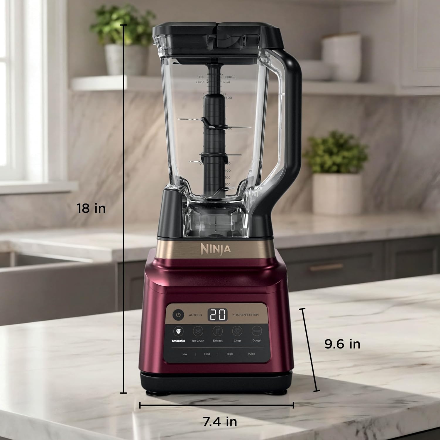 image:imageNinja BN751 Professional Plus DUO Blender 1400 Peak Watts 3 AutoIQ Programs for Smoothies Frozen Drinks amp Nutrient Extractions 72oz Total Crushing Pitcher amp 2 24 oz ToGo Cups Black 1400 peakwatt Total Crushing amp Extractor blades 3 AutoiQ programs for smoothies 72oz pitcher 2 24oz cupsPro Plus Kitchen SystemRed