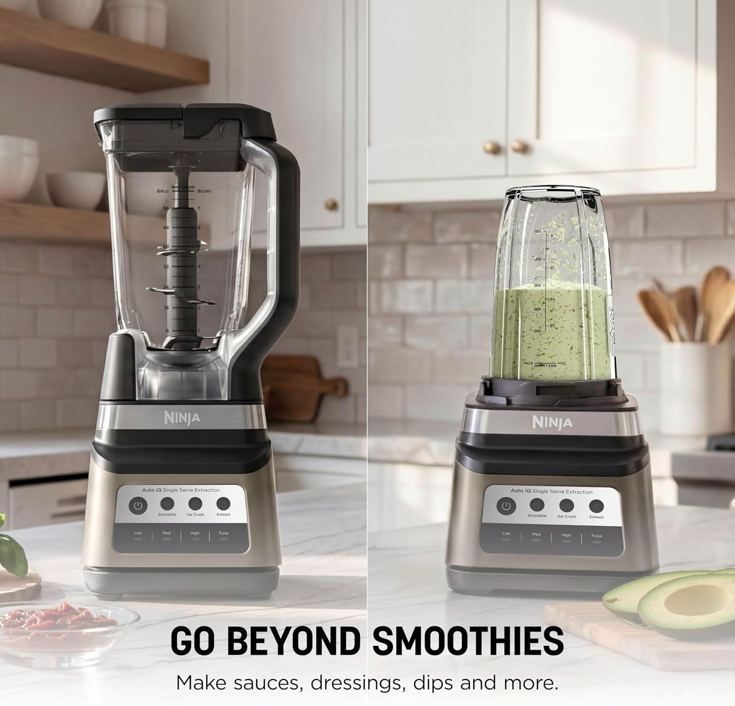 image:imageNinja BN751 Professional Plus DUO Blender 1400 Peak Watts 3 AutoIQ Programs for Smoothies Frozen Drinks amp Nutrient Extractions 72oz Total Crushing Pitcher amp 2 24 oz ToGo Cups Black 1400 peakwatt Total Crushing amp Extractor blades 3 AutoiQ programs for smoothies 72oz pitcher 2 24oz cupsPro Plus DUO BlendSand