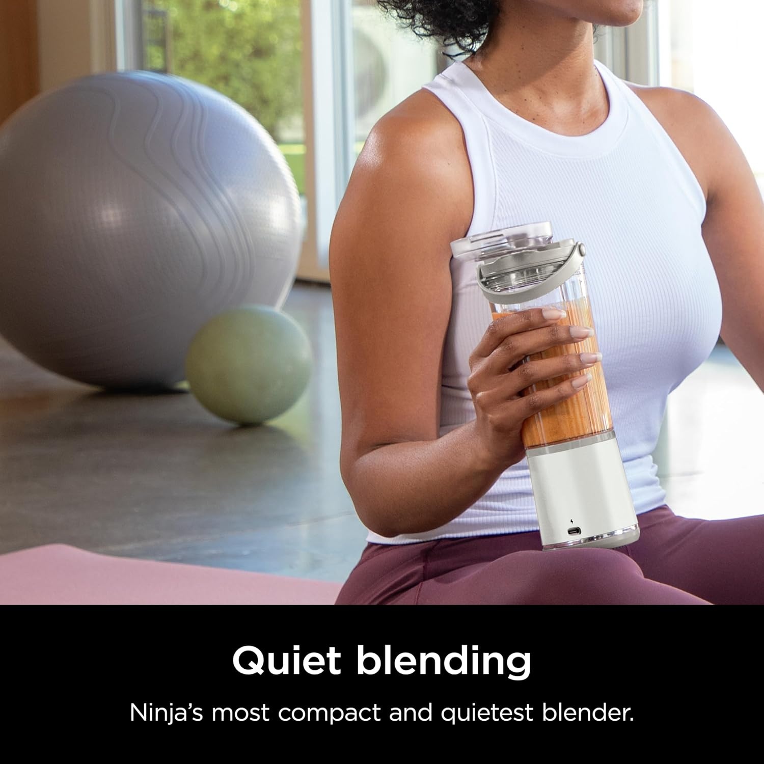 image:imageNinja Blast Portable Blender Cordless 18oz Vessel Lavender BC151ML USBC rechargeable cordless blending anywhere BlastBlade crushes ice amp frozen fruit Leakproof sip lid dishwasher safePeach Stone