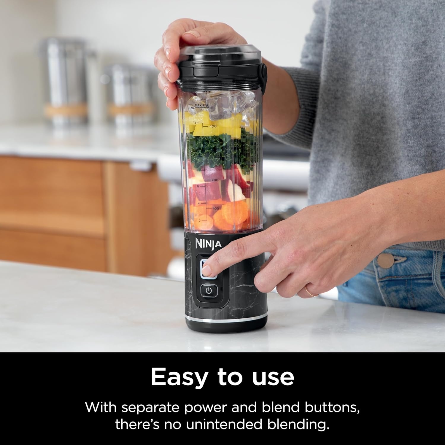 image:imageNinja Blast Portable Blender Cordless 18oz Vessel Lavender BC151ML USBC rechargeable cordless blending anywhere BlastBlade crushes ice amp frozen fruit Leakproof sip lid dishwasher safeMarble Black