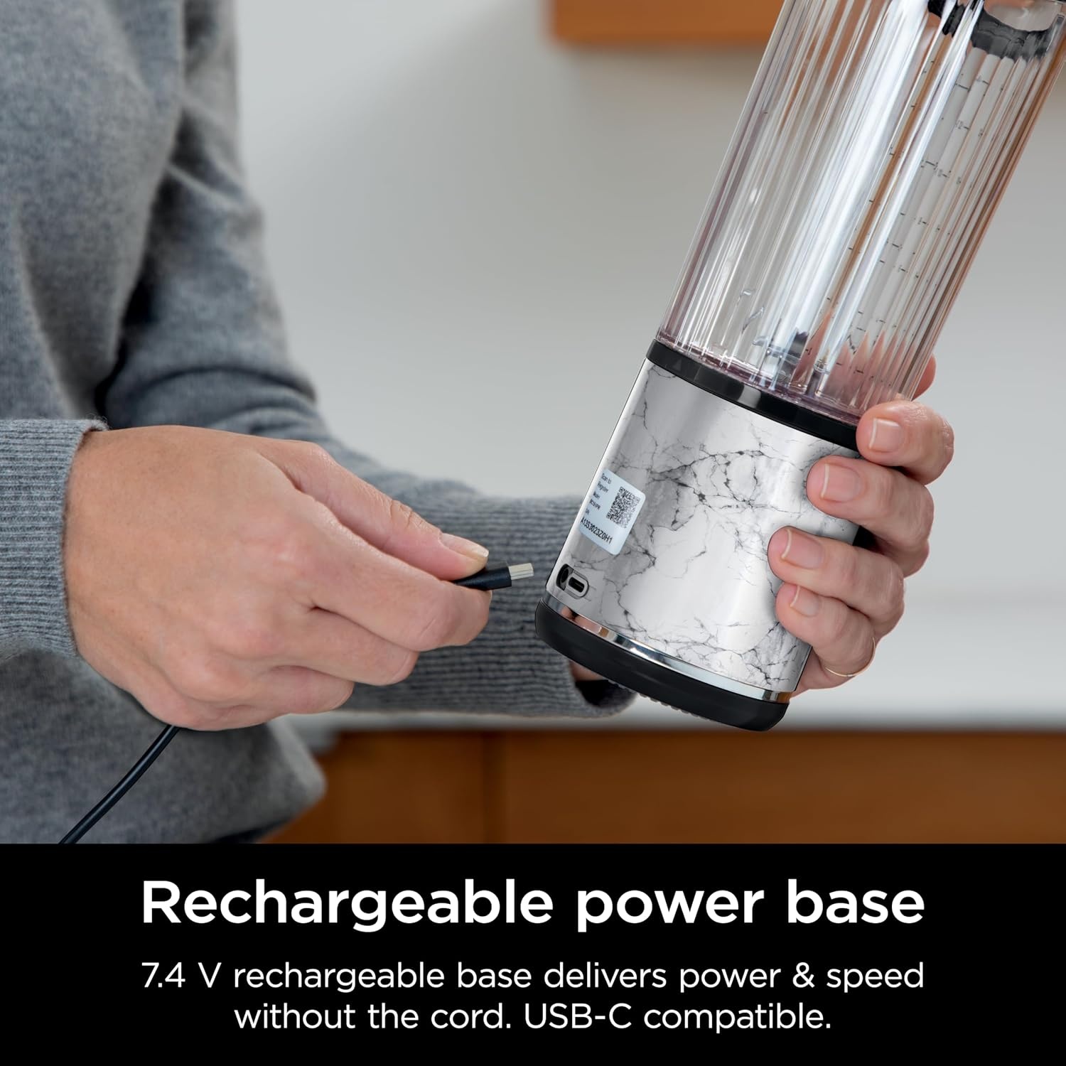 image:imageNinja Blast Portable Blender Cordless 18oz Vessel Lavender BC151ML USBC rechargeable cordless blending anywhere BlastBlade crushes ice amp frozen fruit Leakproof sip lid dishwasher safeWhite Marble