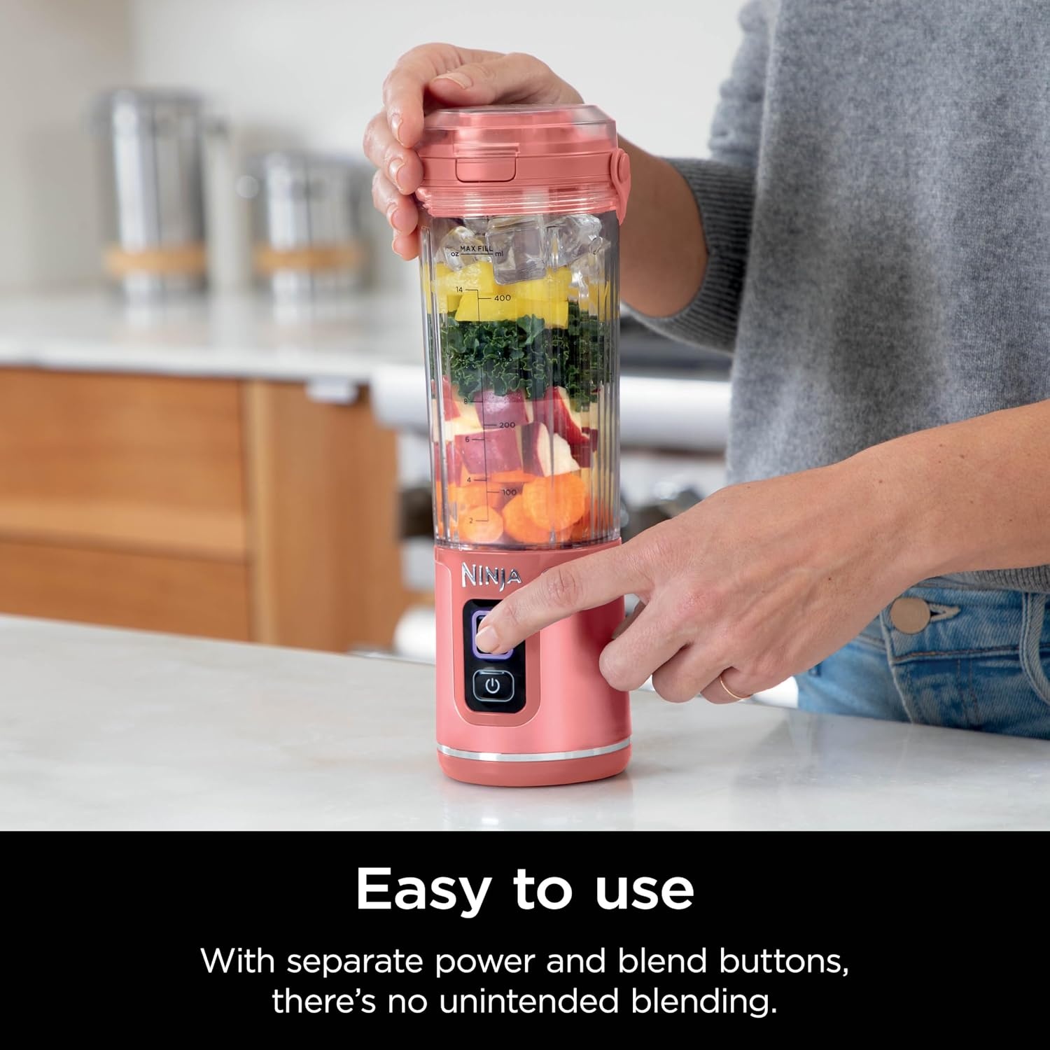 image:imageNinja Blast Portable Blender Cordless 18oz Vessel Lavender BC151ML USBC rechargeable cordless blending anywhere BlastBlade crushes ice amp frozen fruit Leakproof sip lid dishwasher safeRed Clay