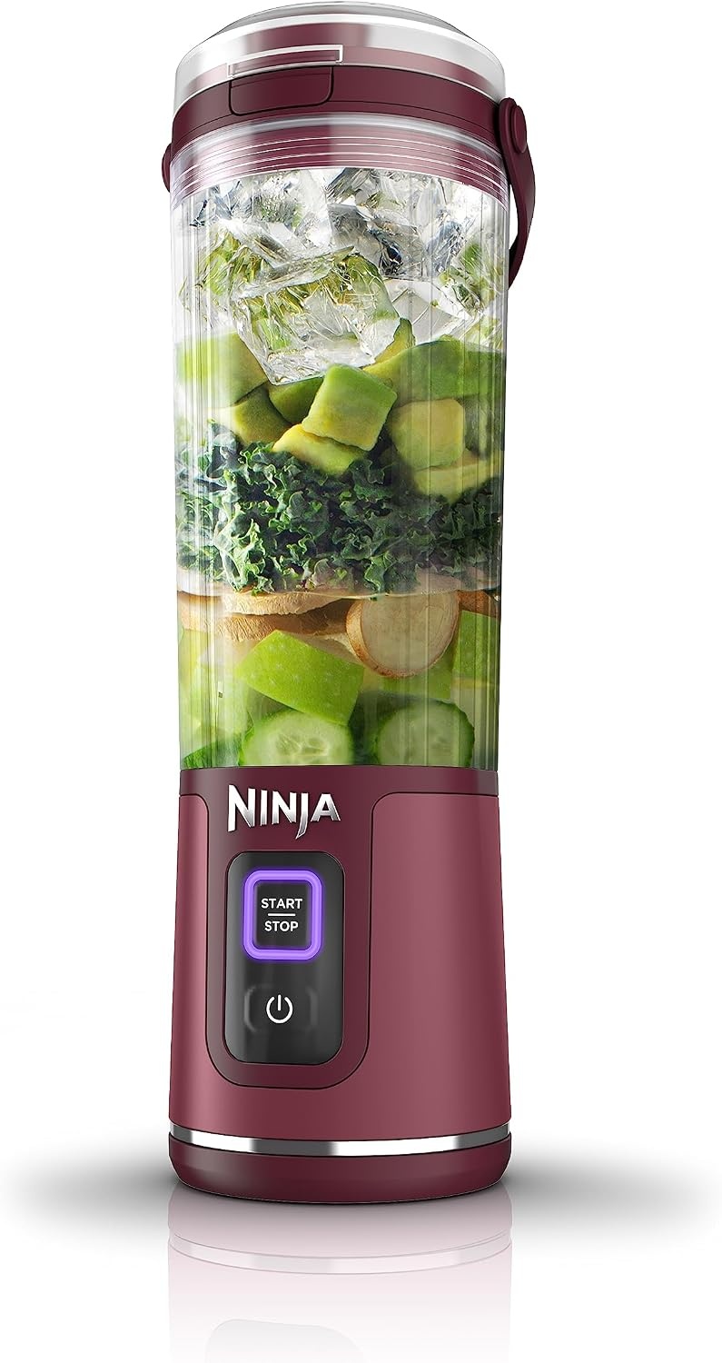 image:imageNinja Blast Portable Blender Cordless 18oz Vessel Lavender BC151ML USBC rechargeable cordless blending anywhere BlastBlade crushes ice amp frozen fruit Leakproof sip lid dishwasher safeCranberry