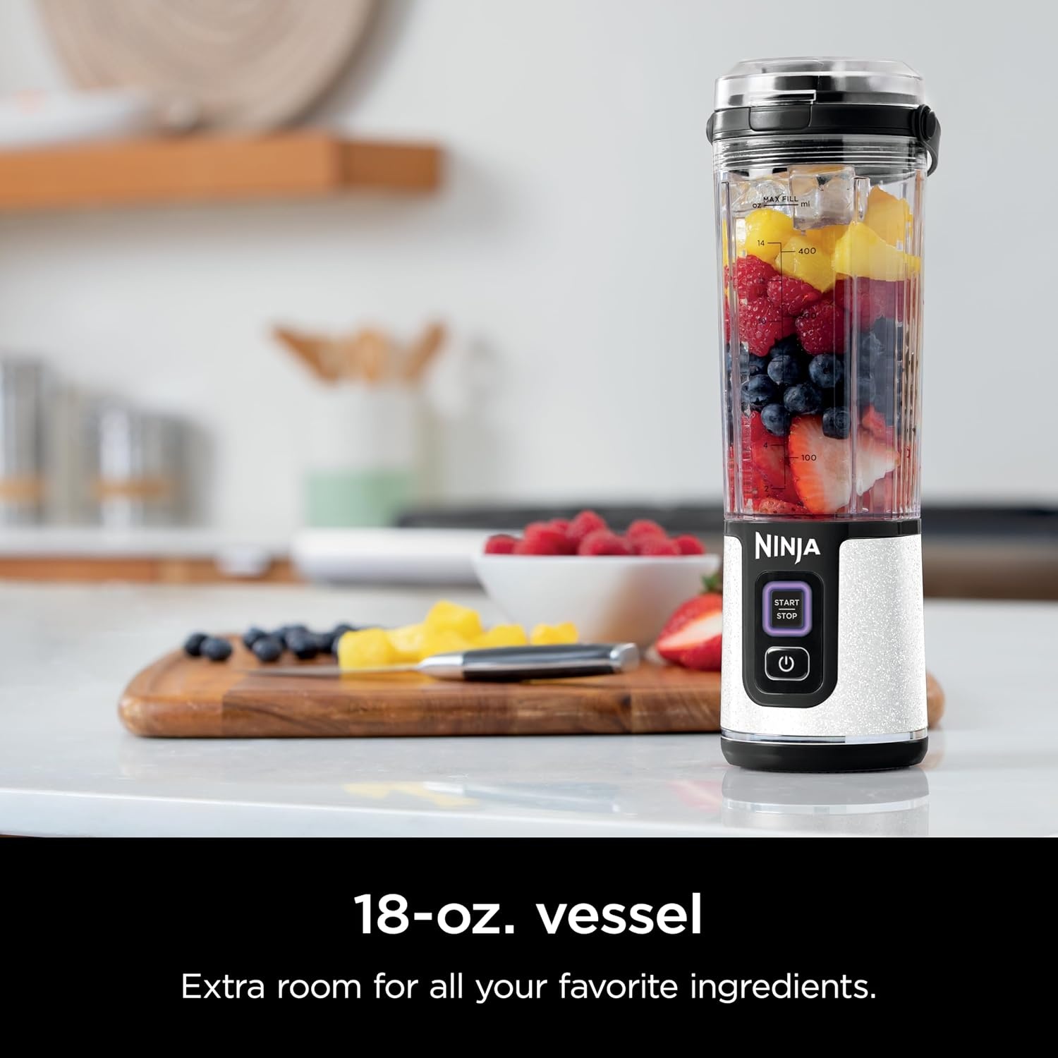 image:imageNinja Blast Portable Blender Cordless 18oz Vessel Lavender BC151ML USBC rechargeable cordless blending anywhere BlastBlade crushes ice amp frozen fruit Leakproof sip lid dishwasher safeWhite Glitter