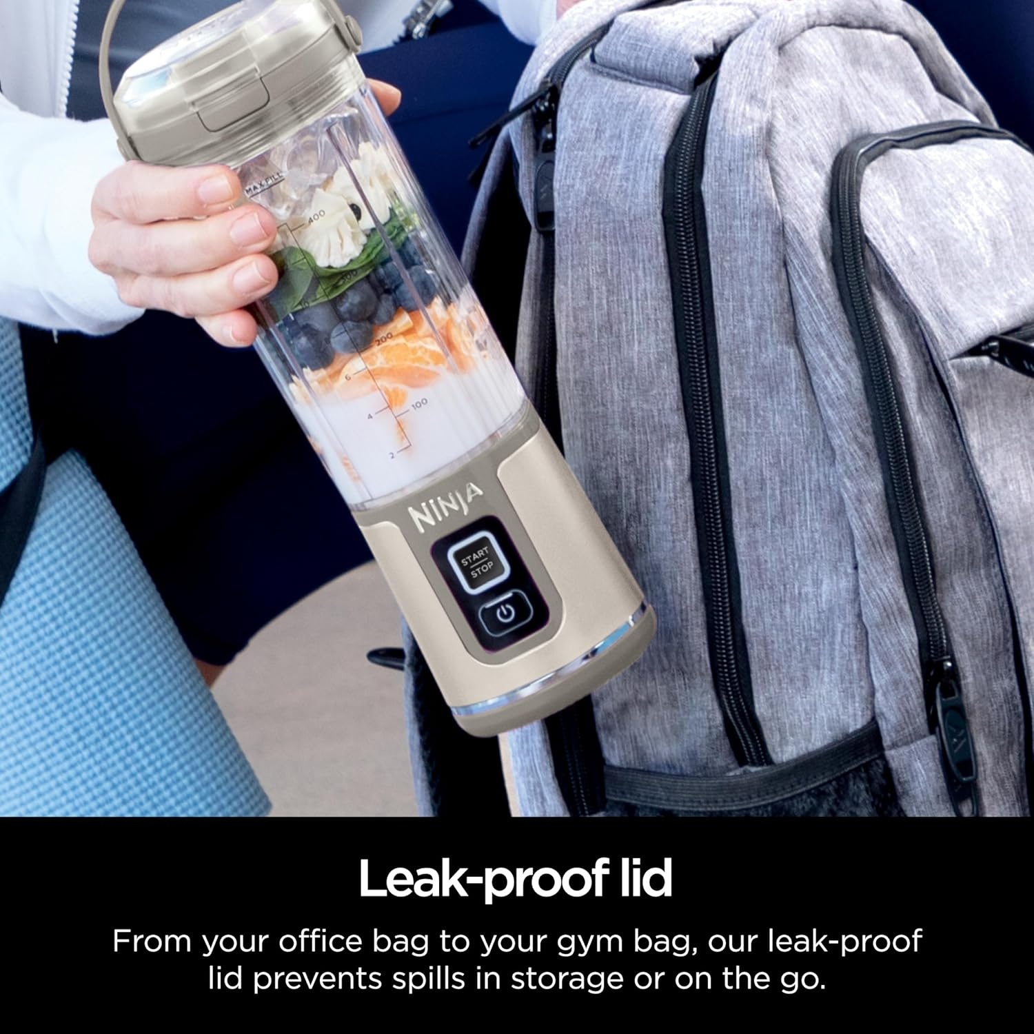 image:imageNinja Blast Portable Blender Cordless 18oz Vessel Lavender BC151ML USBC rechargeable cordless blending anywhere BlastBlade crushes ice amp frozen fruit Leakproof sip lid dishwasher safePeach Stone