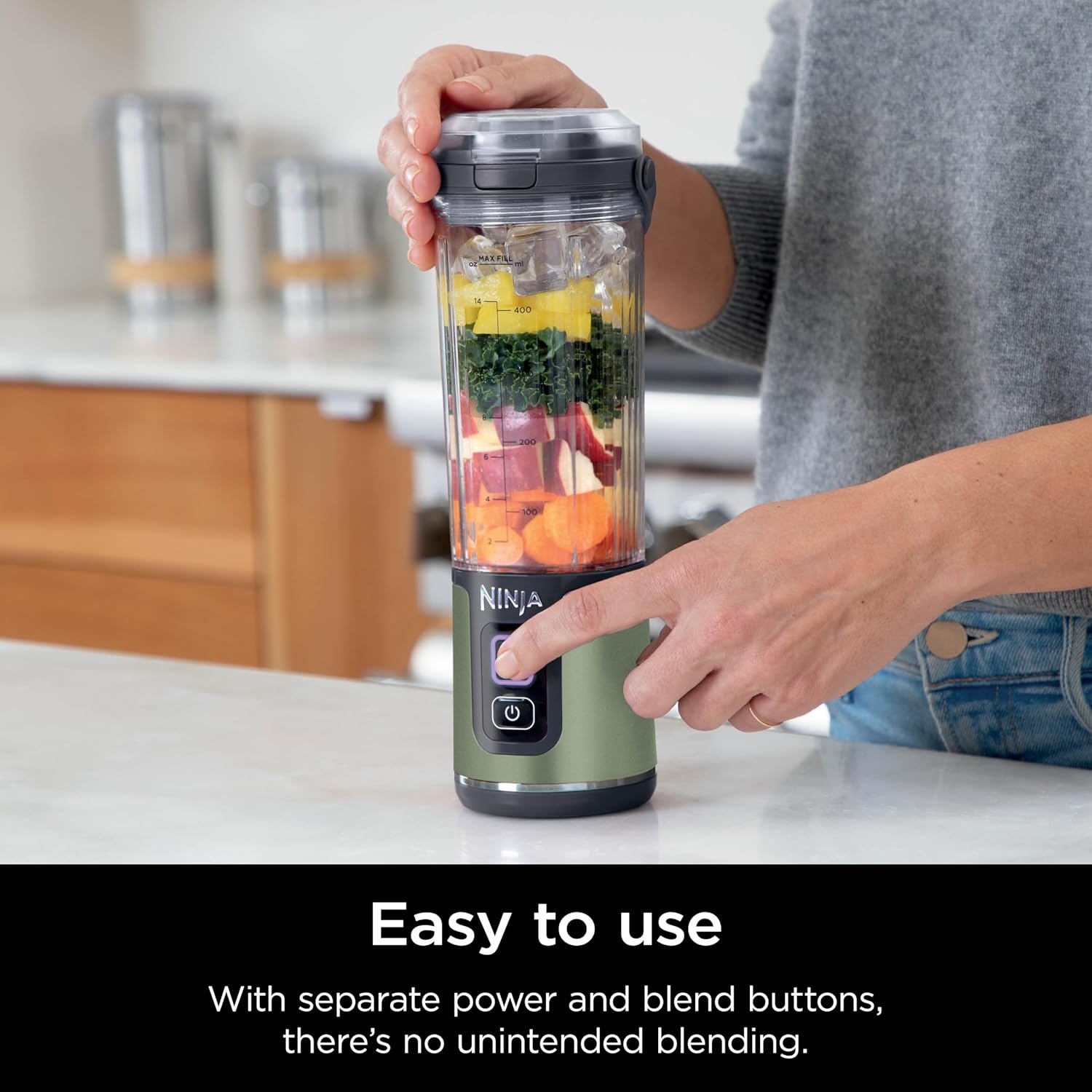 image:imageNinja Blast Portable Blender Cordless 18oz Vessel Lavender BC151ML USBC rechargeable cordless blending anywhere BlastBlade crushes ice amp frozen fruit Leakproof sip lid dishwasher safeMetallic Green