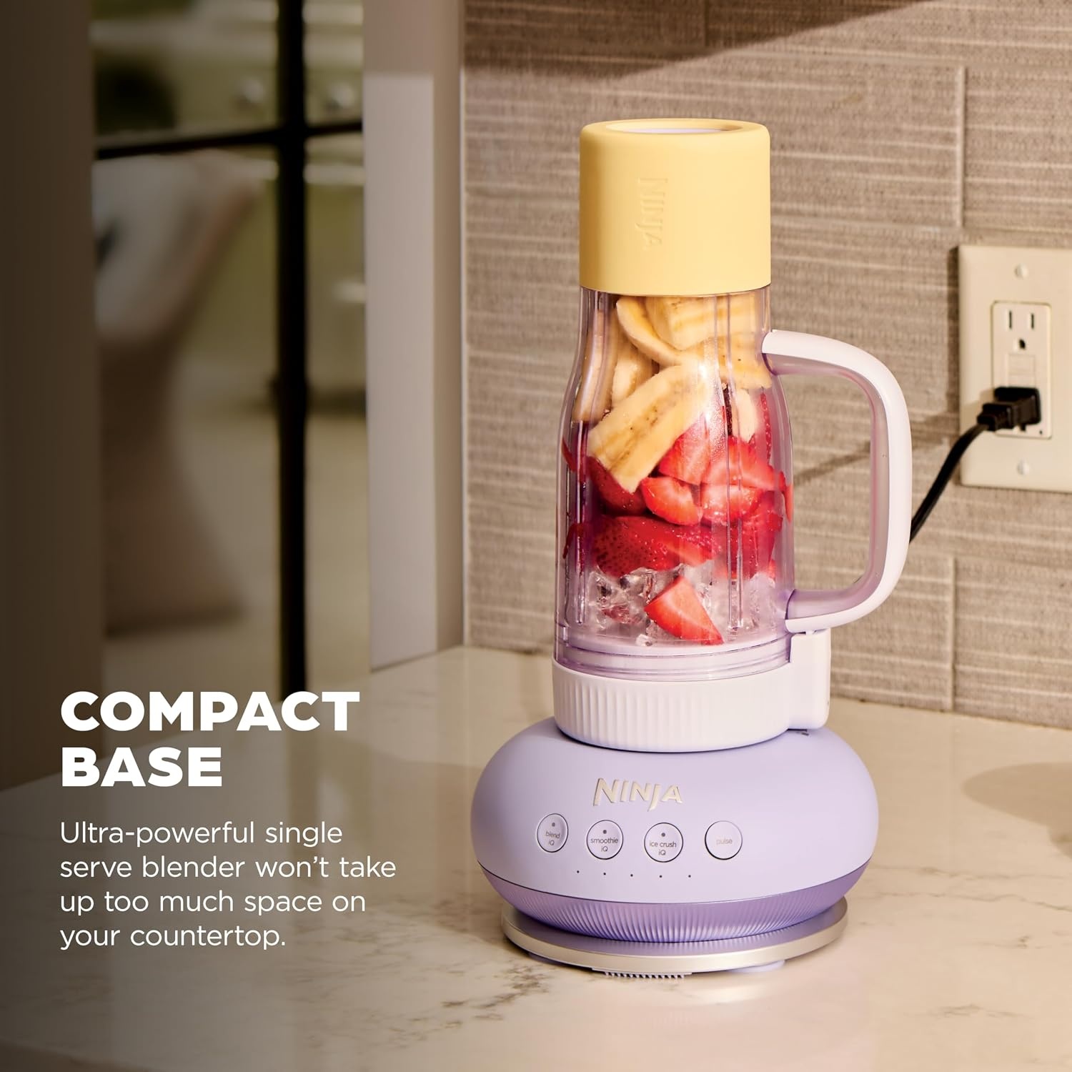 image:imageNinja BlendBOSS Personal Blender 26oz Tumbler 1200PW Purple DB351PR 1200peakwatt BlendBOSS crushes ice to snow 26oz leakproof tumbler chug spout amp detachable straw Dishwasher safeLavender Lemonade
