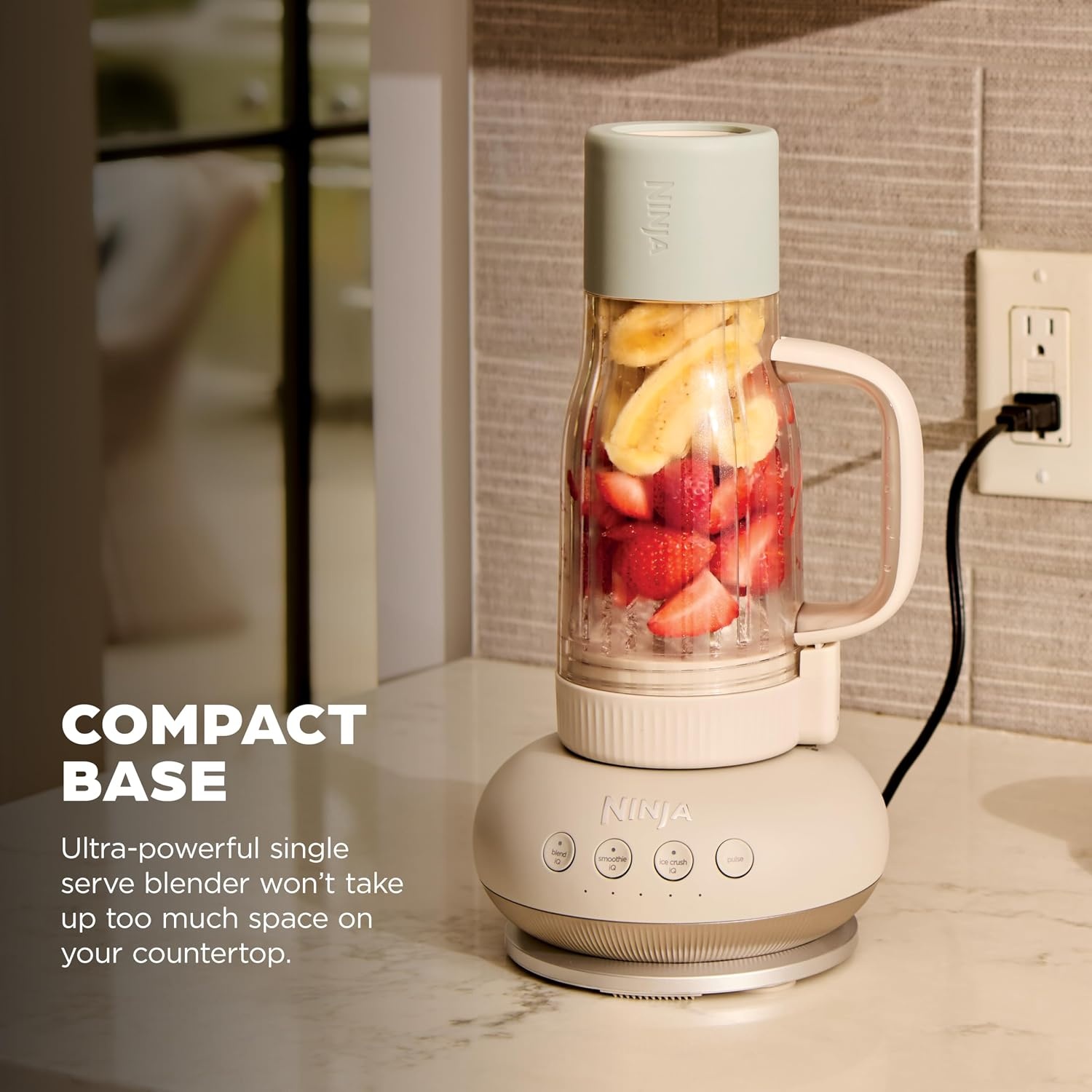 image:imageNinja BlendBOSS Personal Blender 26oz Tumbler 1200PW Purple DB351PR 1200peakwatt BlendBOSS crushes ice to snow 26oz leakproof tumbler chug spout amp detachable straw Dishwasher safeStone Mint
