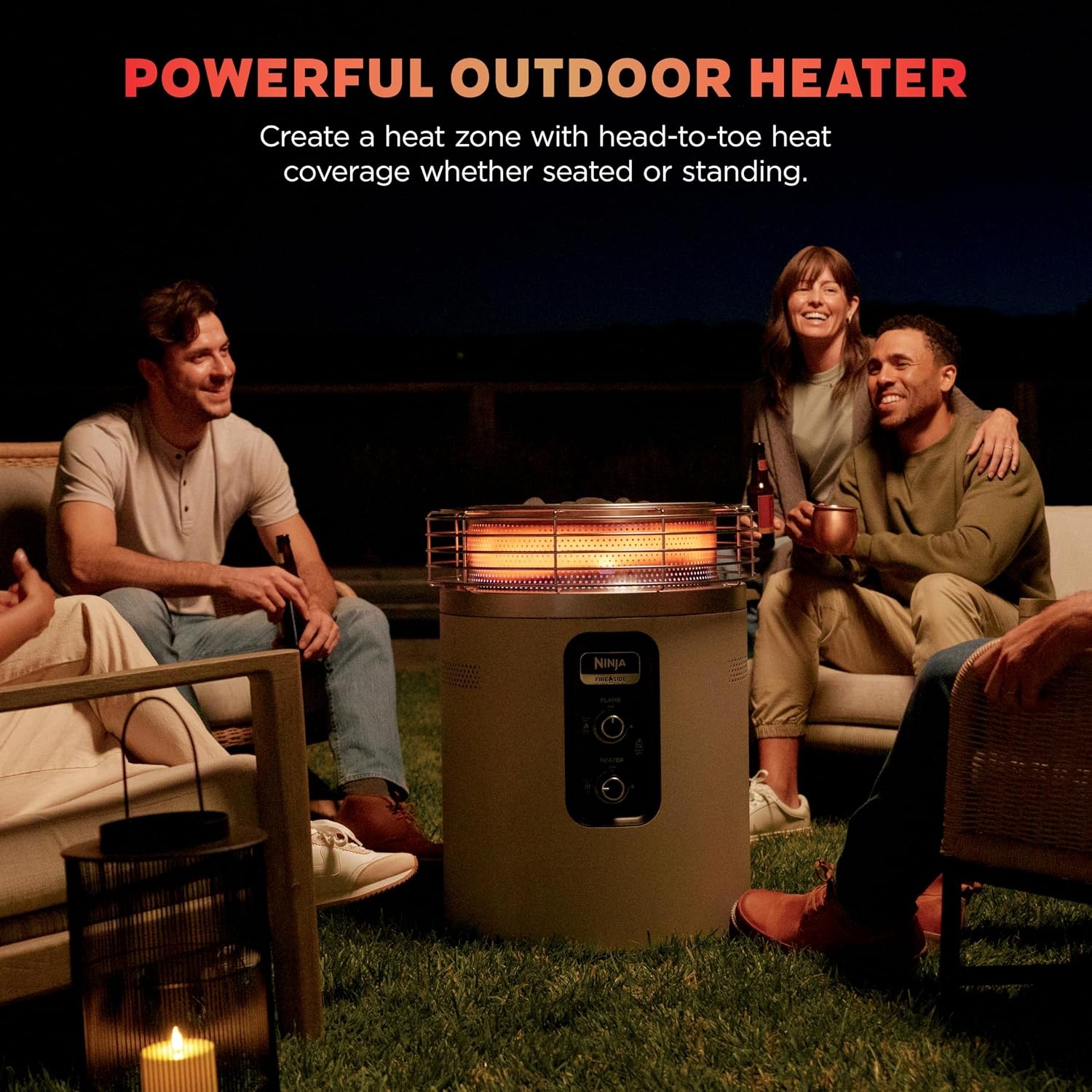 image:imageNinja Fireside360 Fire PitHeater 80000 BTU 3 Modes Rust Ninja Fireside360 offers flame heat or both with up to 80000 BTUs hasslefree dial control and smokeless designStone