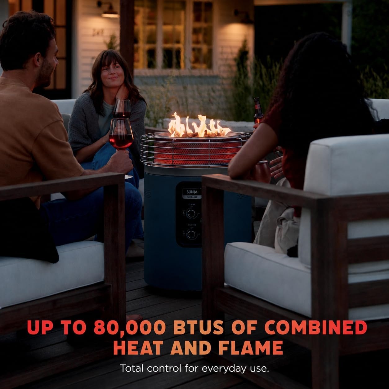 image:imageNinja Fireside360 Fire PitHeater 80000 BTU 3 Modes Rust Ninja Fireside360 offers flame heat or both with up to 80000 BTUs hasslefree dial control and smokeless designCyberspace