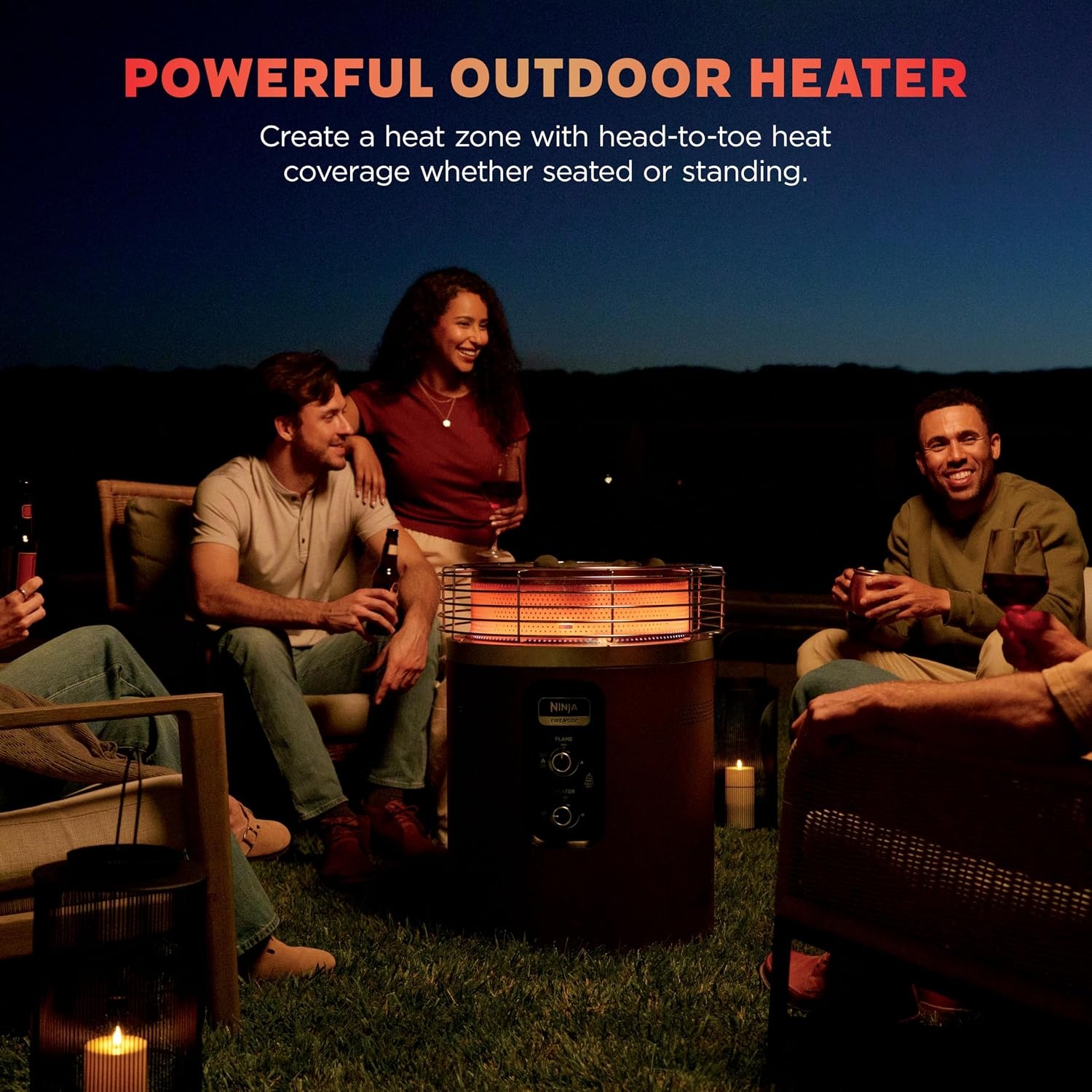 image:imageNinja Fireside360 Fire PitHeater 80000 BTU 3 Modes Rust Ninja Fireside360 offers flame heat or both with up to 80000 BTUs hasslefree dial control and smokeless designMaroon