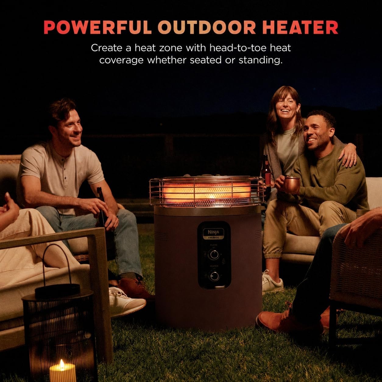 image:imageNinja Fireside360 Fire PitHeater 80000 BTU 3 Modes Rust Ninja Fireside360 offers flame heat or both with up to 80000 BTUs hasslefree dial control and smokeless designBrown