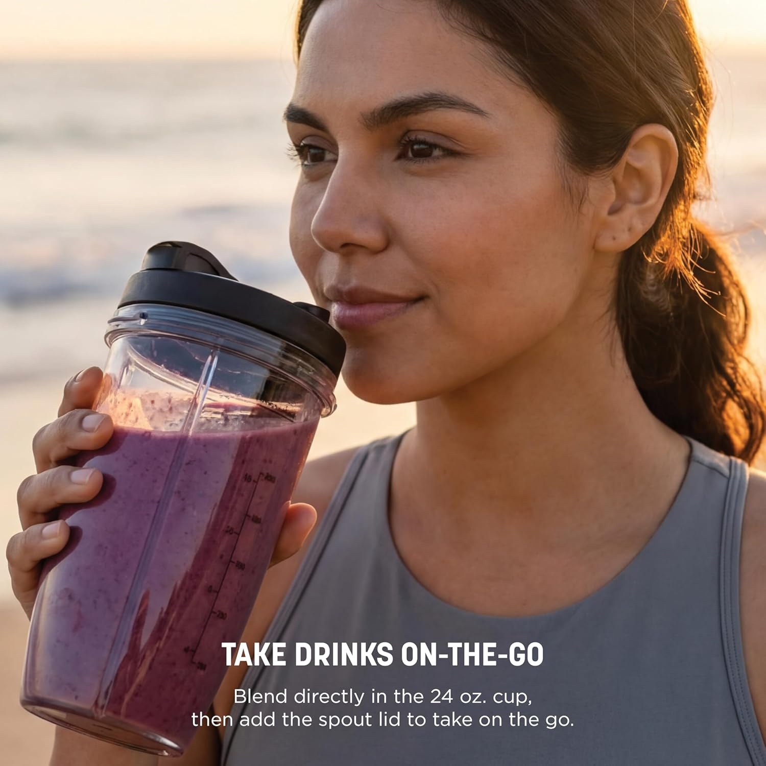 image:imageNinja Fit Compact Personal Blender 700W 2 16oz Cups QB3001SS 700watt base blends smoothies shakes amp frozen drinks 2 16oz togo cups w spout lids Dishwasher safeAuto Blend