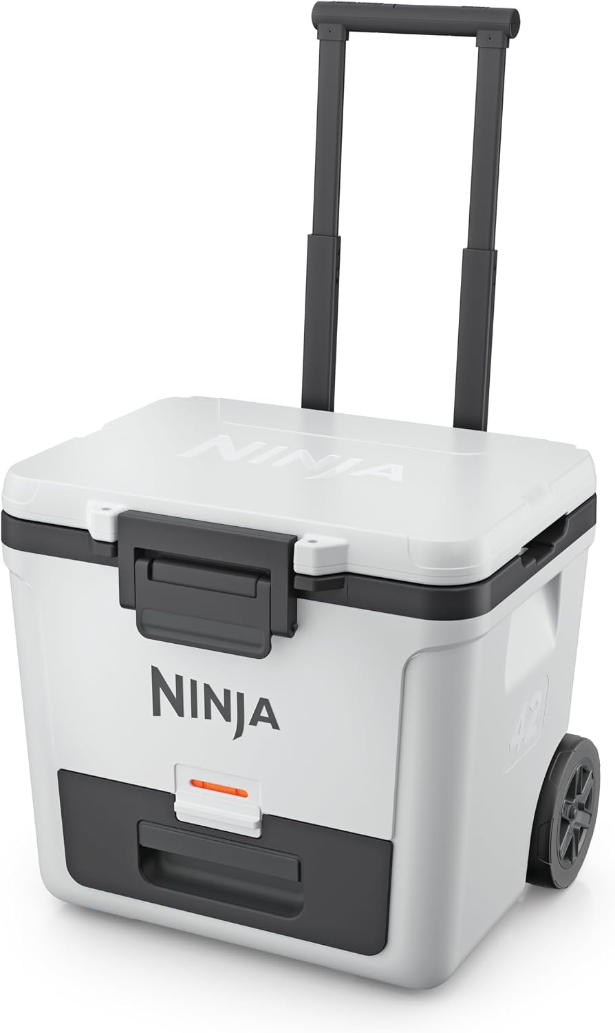 image:imageNinja FrostVault 30qt Cooler with Wheels Dry Storage Lakeshore Blue Ninja FrostVaults 30qt capacity holds 48 cans keeps food cool amp dry and rolls easily on allterrain wheelsCloud White