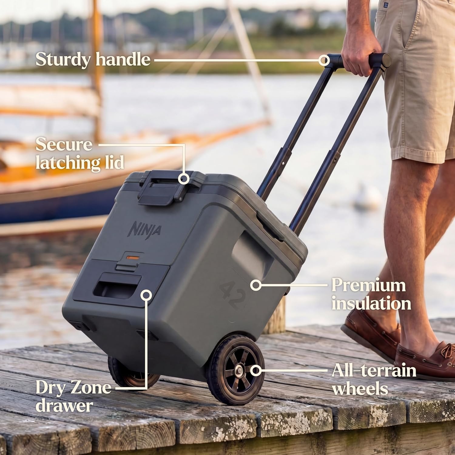 image:imageNinja FrostVault 30qt Cooler with Wheels Dry Storage Lakeshore Blue Ninja FrostVaults 30qt capacity holds 48 cans keeps food cool amp dry and rolls easily on allterrain wheelsStrawberry Rhubarb