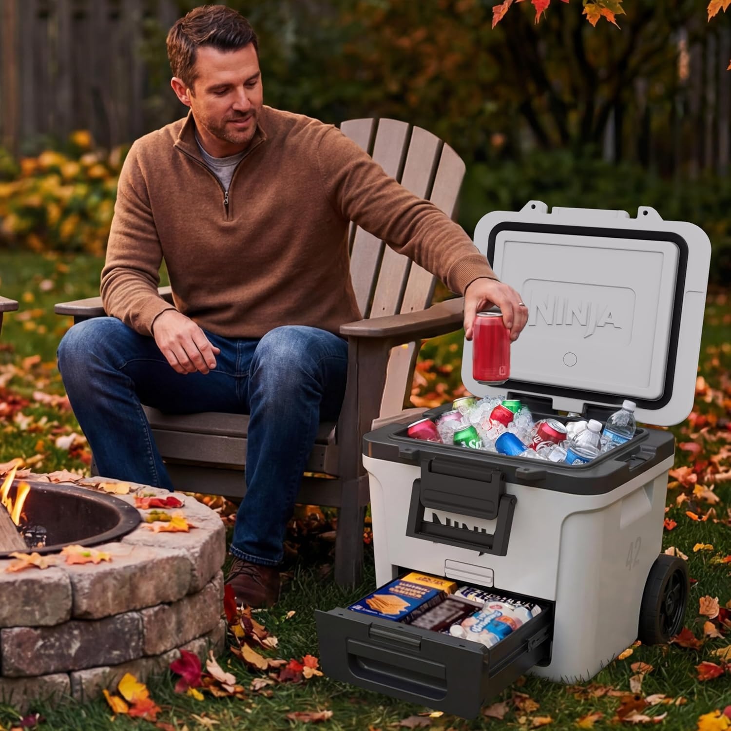 image:imageNinja FrostVault 30qt Cooler with Wheels Dry Storage Lakeshore Blue Ninja FrostVaults 30qt capacity holds 48 cans keeps food cool amp dry and rolls easily on allterrain wheelsStrawberry Rhubarb
