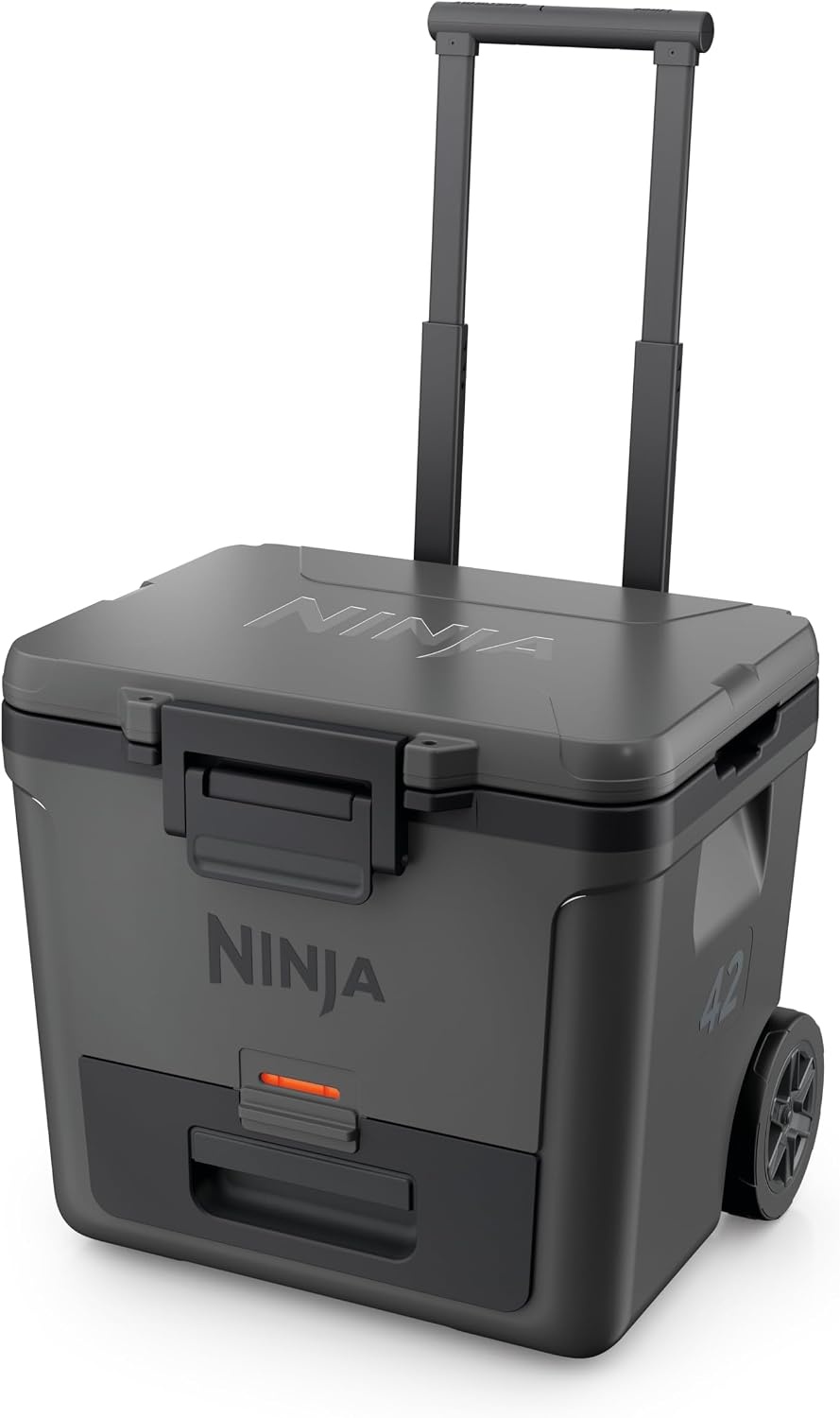 image:imageNinja FrostVault 30qt Cooler with Wheels Dry Storage Lakeshore Blue Ninja FrostVaults 30qt capacity holds 48 cans keeps food cool amp dry and rolls easily on allterrain wheelsCharcoal Grey