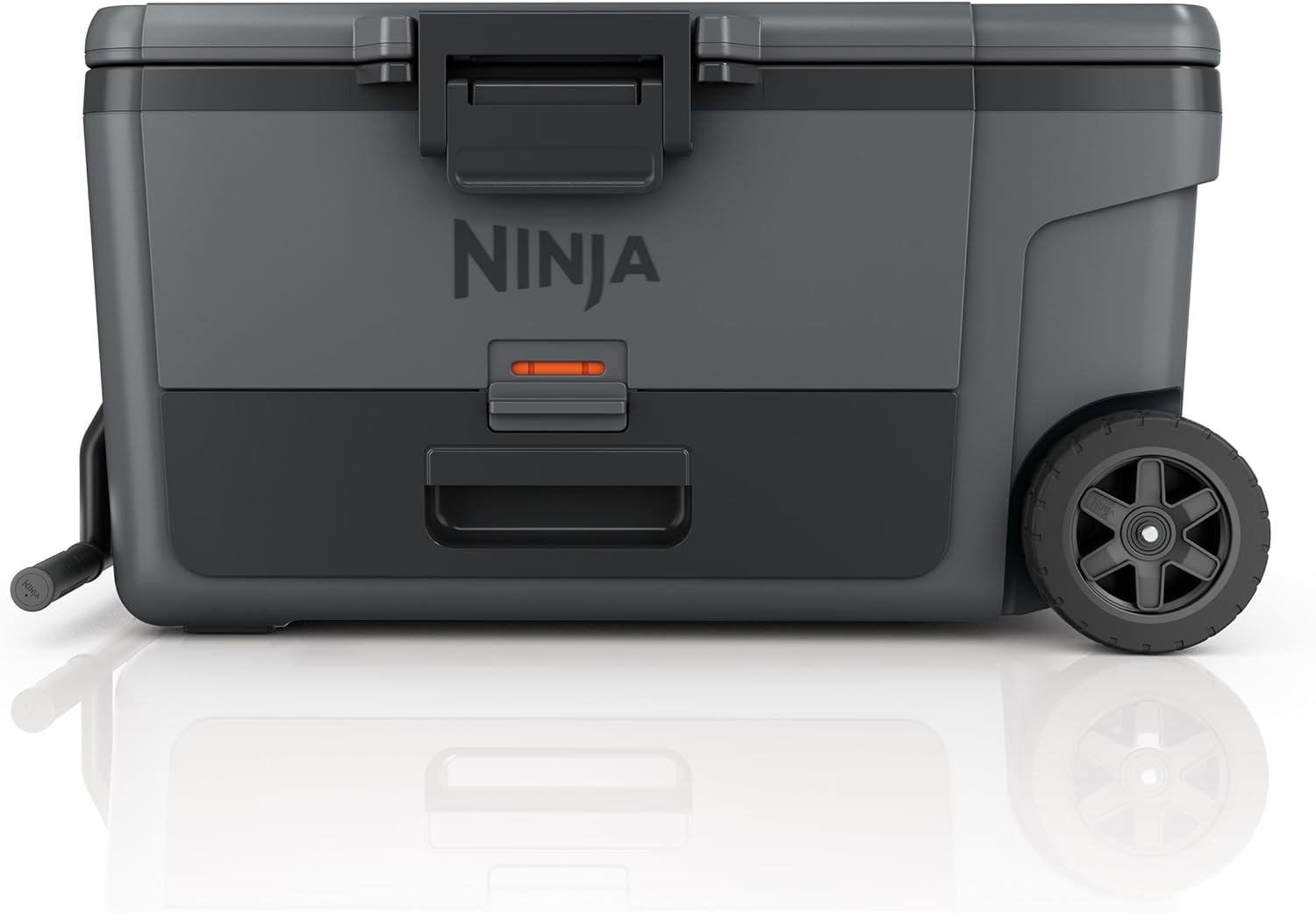 image:imageNinja FrostVault 45qt Cooler with Wheels Dry Storage Charcoal Gray Ninja FrostVaults 45qt capacity holds 68 cans keeps food cool amp dry and rolls easily on allterrain wheelsCharcoal Grey