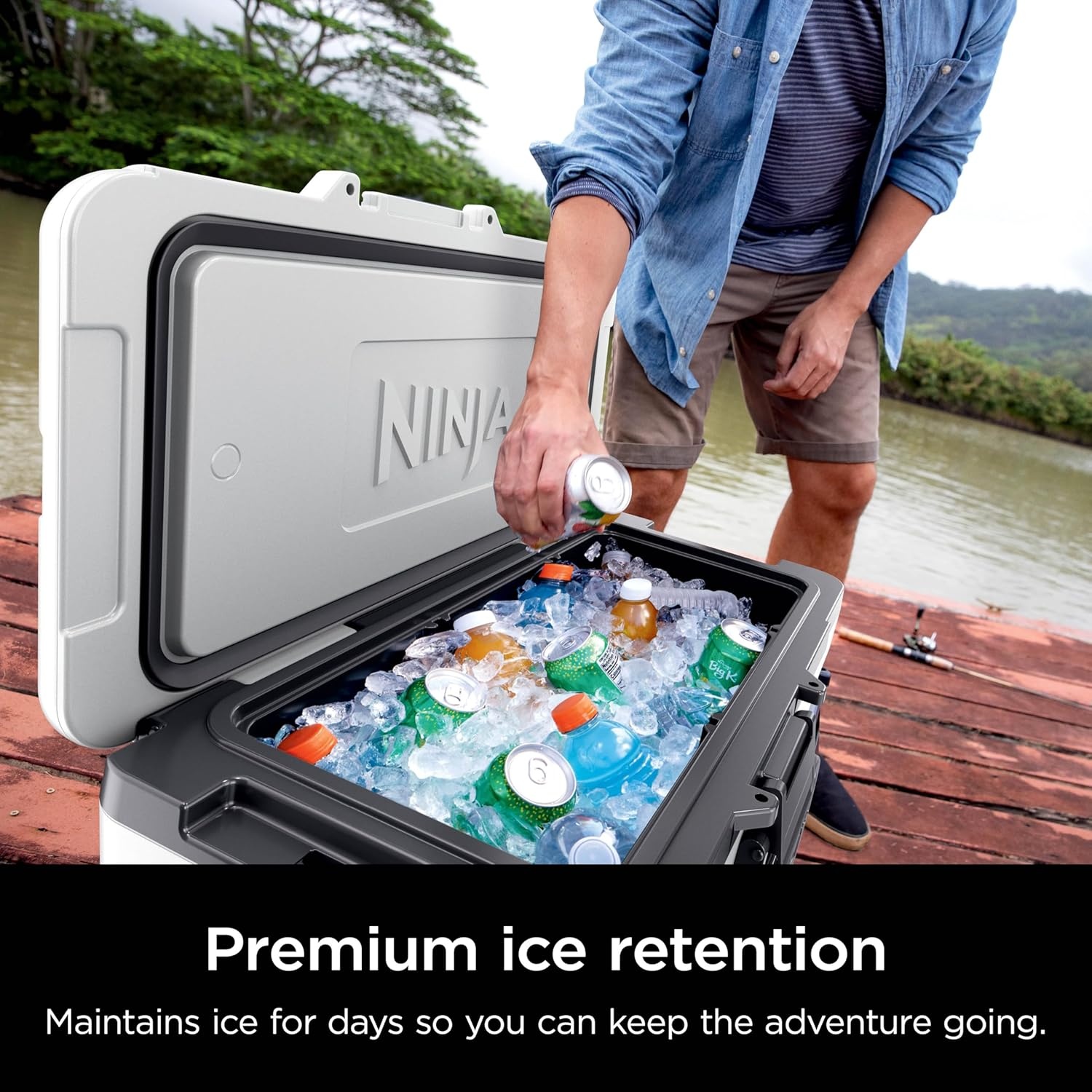 image:imageNinja FrostVault 45qt Cooler with Wheels Dry Storage Charcoal Gray Ninja FrostVaults 45qt capacity holds 68 cans keeps food cool amp dry and rolls easily on allterrain wheelsStrawberry Rhubarb