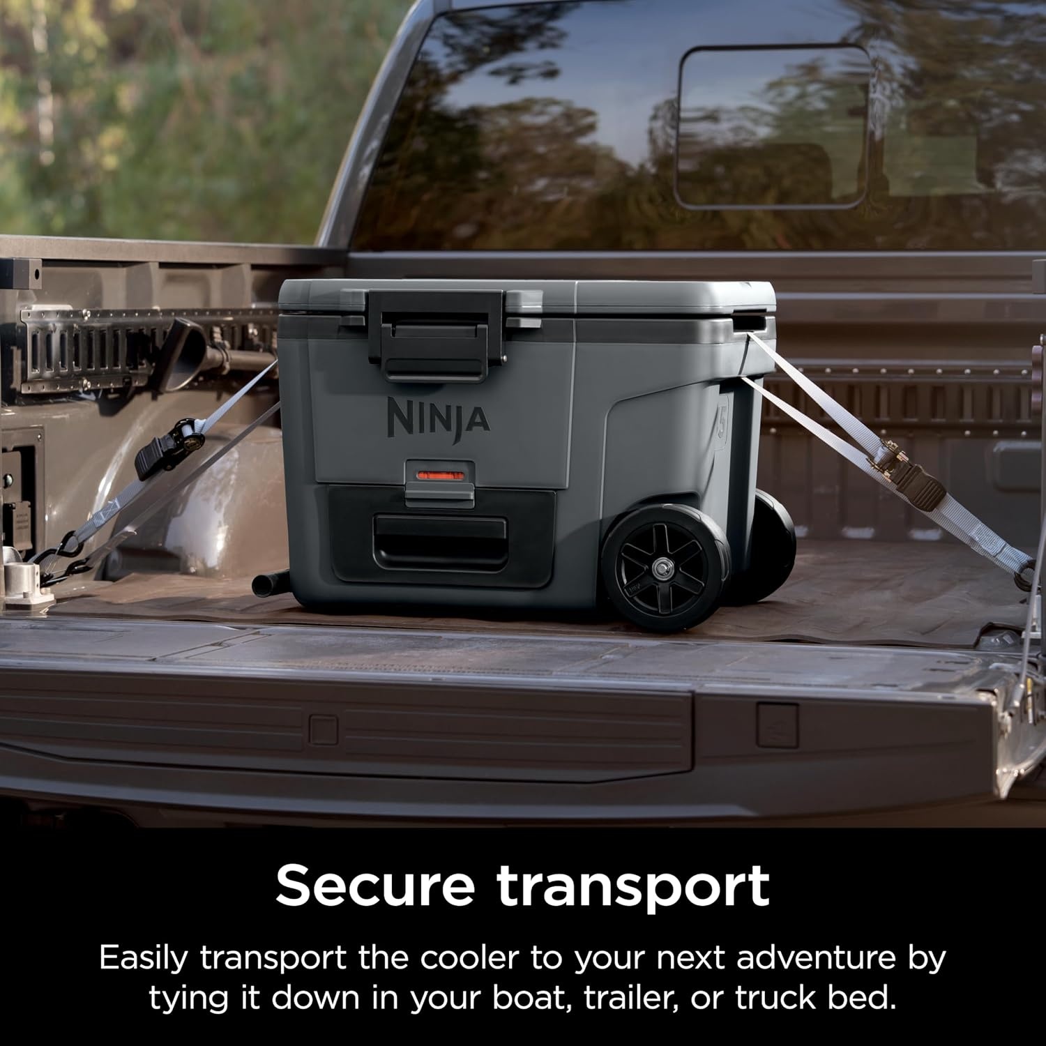 image:imageNinja FrostVault 45qt Cooler with Wheels Dry Storage Charcoal Gray Ninja FrostVaults 45qt capacity holds 68 cans keeps food cool amp dry and rolls easily on allterrain wheelsCharcoal Grey