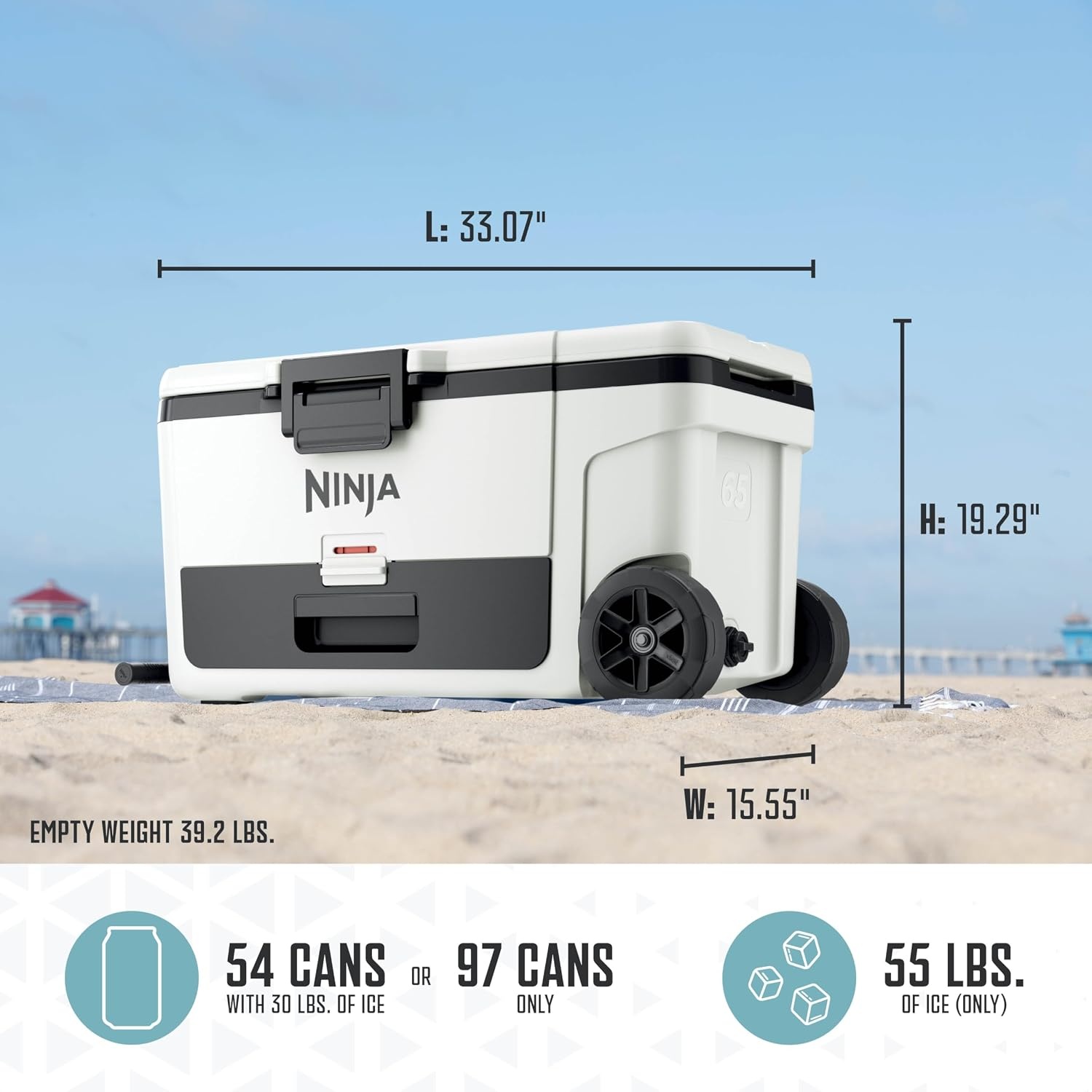 image:imageNinja FrostVault 45qt Cooler with Wheels Dry Storage Charcoal Gray Ninja FrostVaults 45qt capacity holds 68 cans keeps food cool amp dry and rolls easily on allterrain wheelsStrawberry Rhubarb