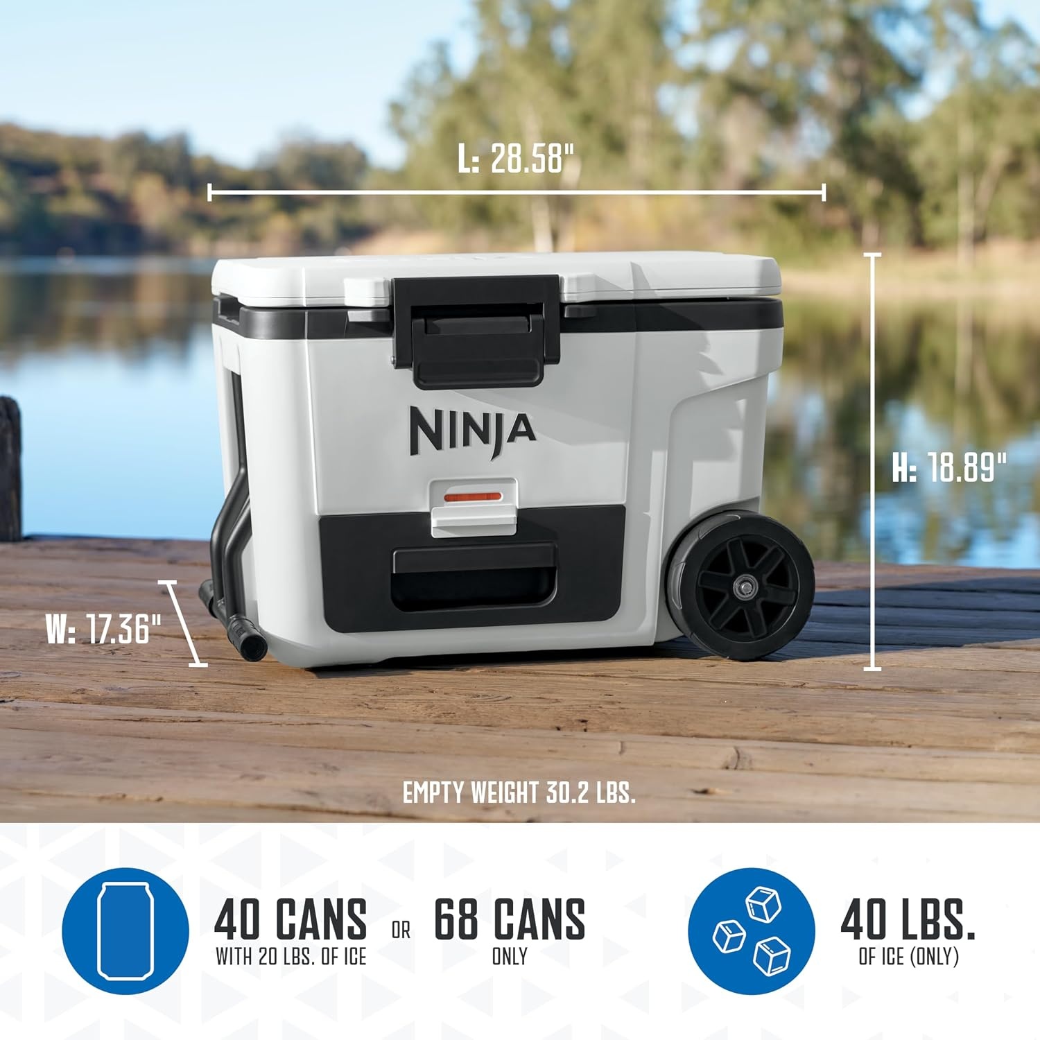 image:imageNinja FrostVault 45qt Cooler with Wheels Dry Storage Charcoal Gray Ninja FrostVaults 45qt capacity holds 68 cans keeps food cool amp dry and rolls easily on allterrain wheelsStrawberry Rhubarb