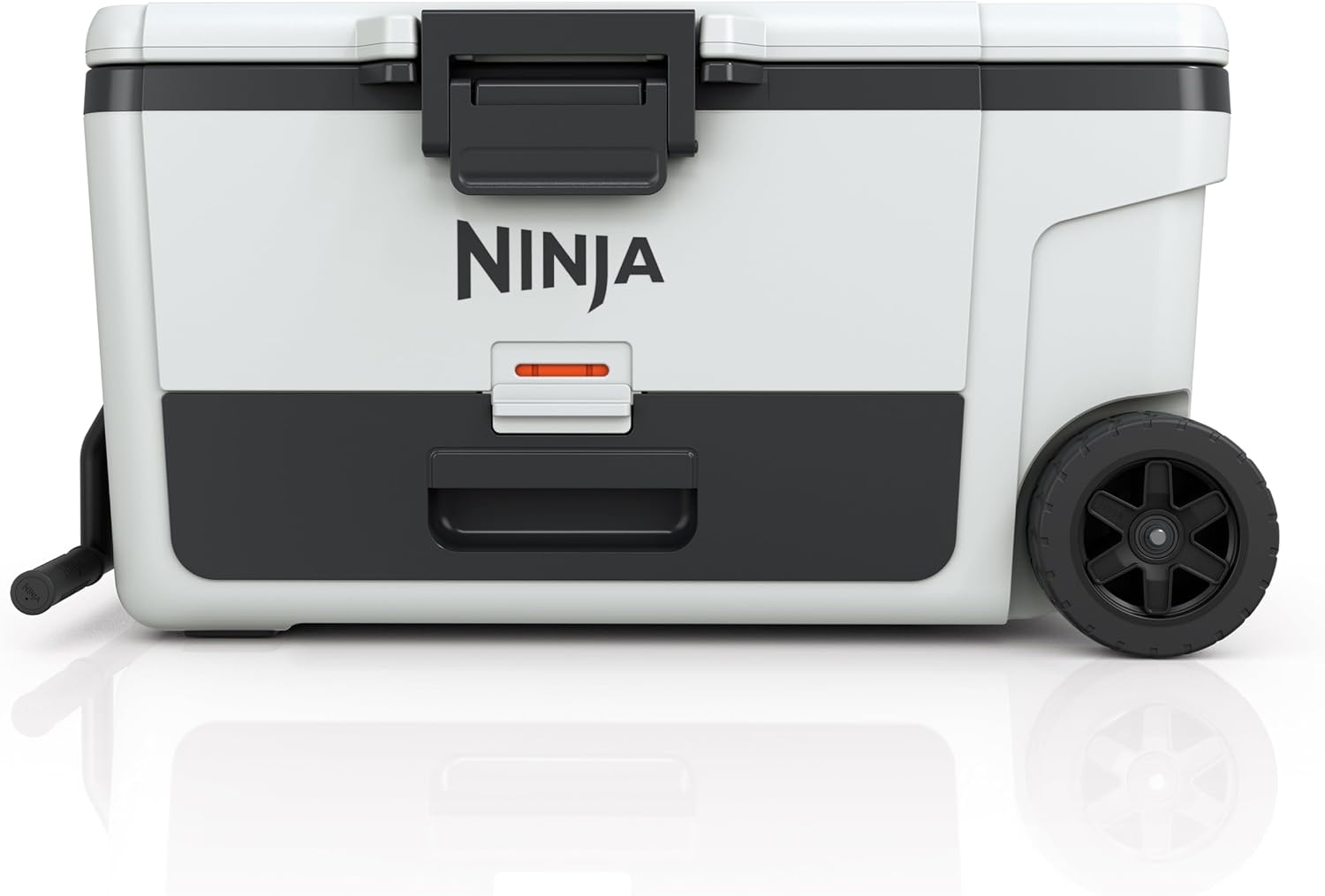 image:imageNinja FrostVault 45qt Cooler with Wheels Dry Storage Charcoal Gray Ninja FrostVaults 45qt capacity holds 68 cans keeps food cool amp dry and rolls easily on allterrain wheelsCloud White
