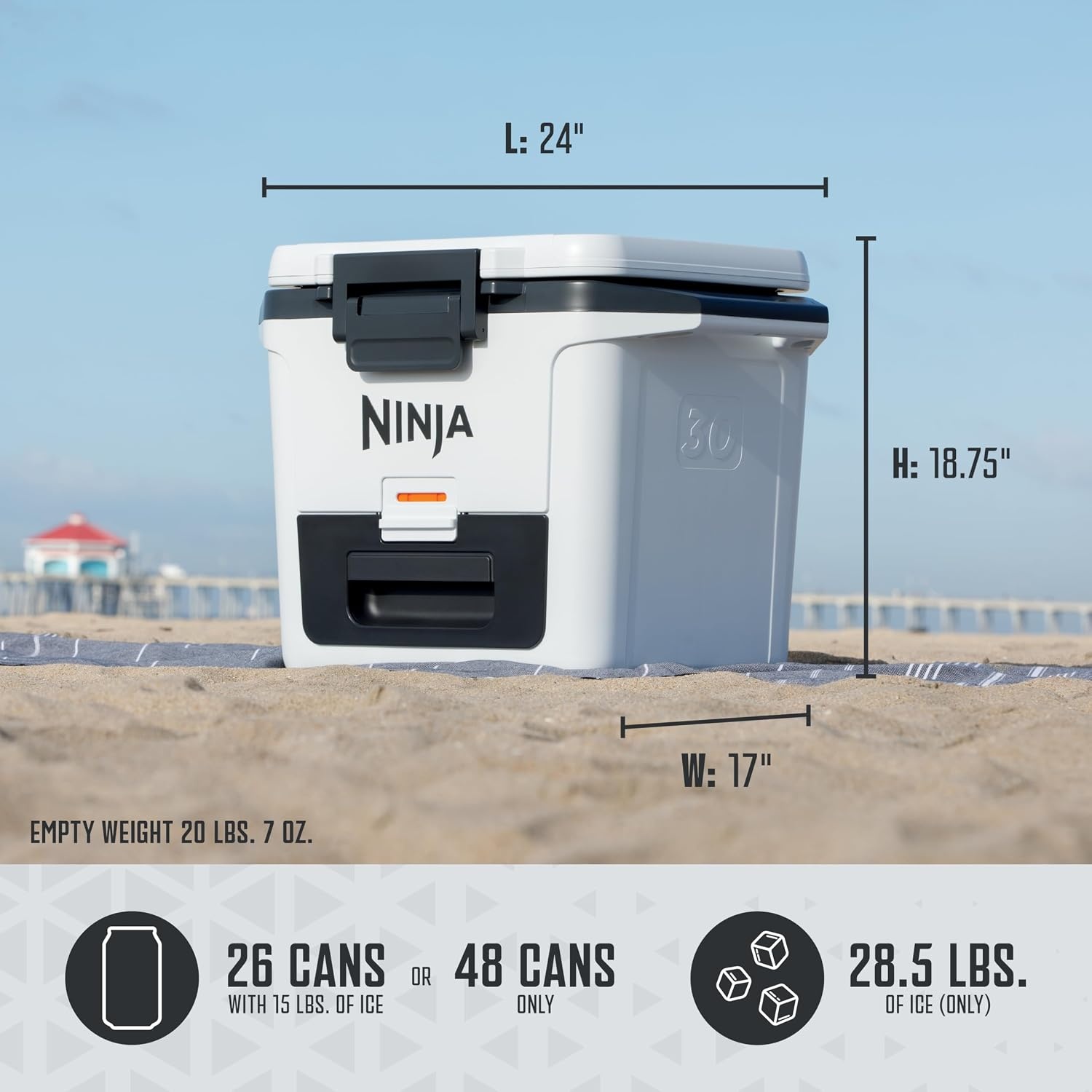 image:imageNinja FrostVault 50qt Hard Cooler with Dry Storage Drawer Spanish Moss Ninja FrostVault keeps food cool dry amp separate under 40F for days with 50qt capacity holding up to 80 cansCloud White