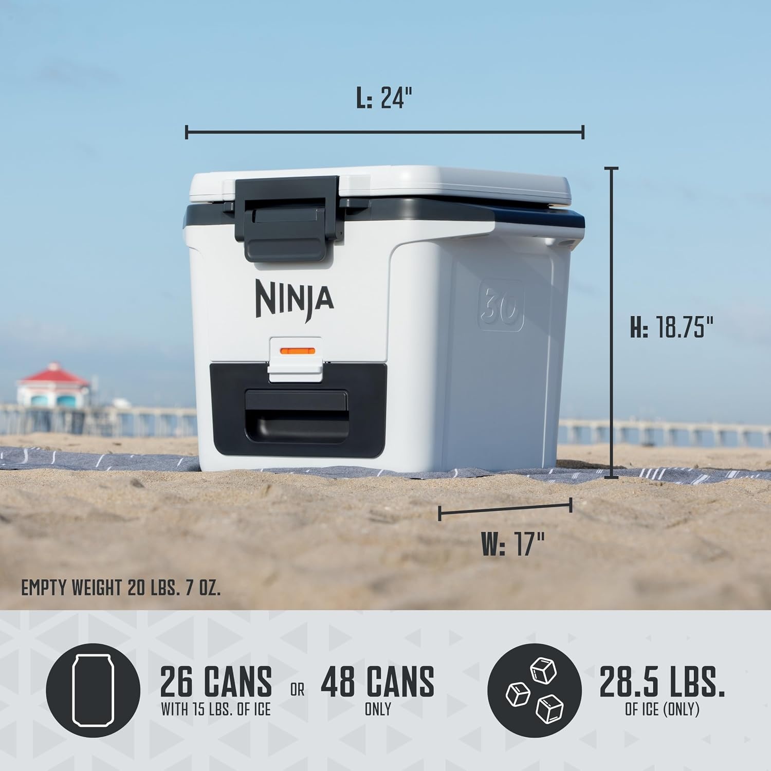 image:imageNinja FrostVault 50qt Hard Cooler with Dry Storage Drawer Spanish Moss Ninja FrostVault keeps food cool dry amp separate under 40F for days with 50qt capacity holding up to 80 cansTrue Red