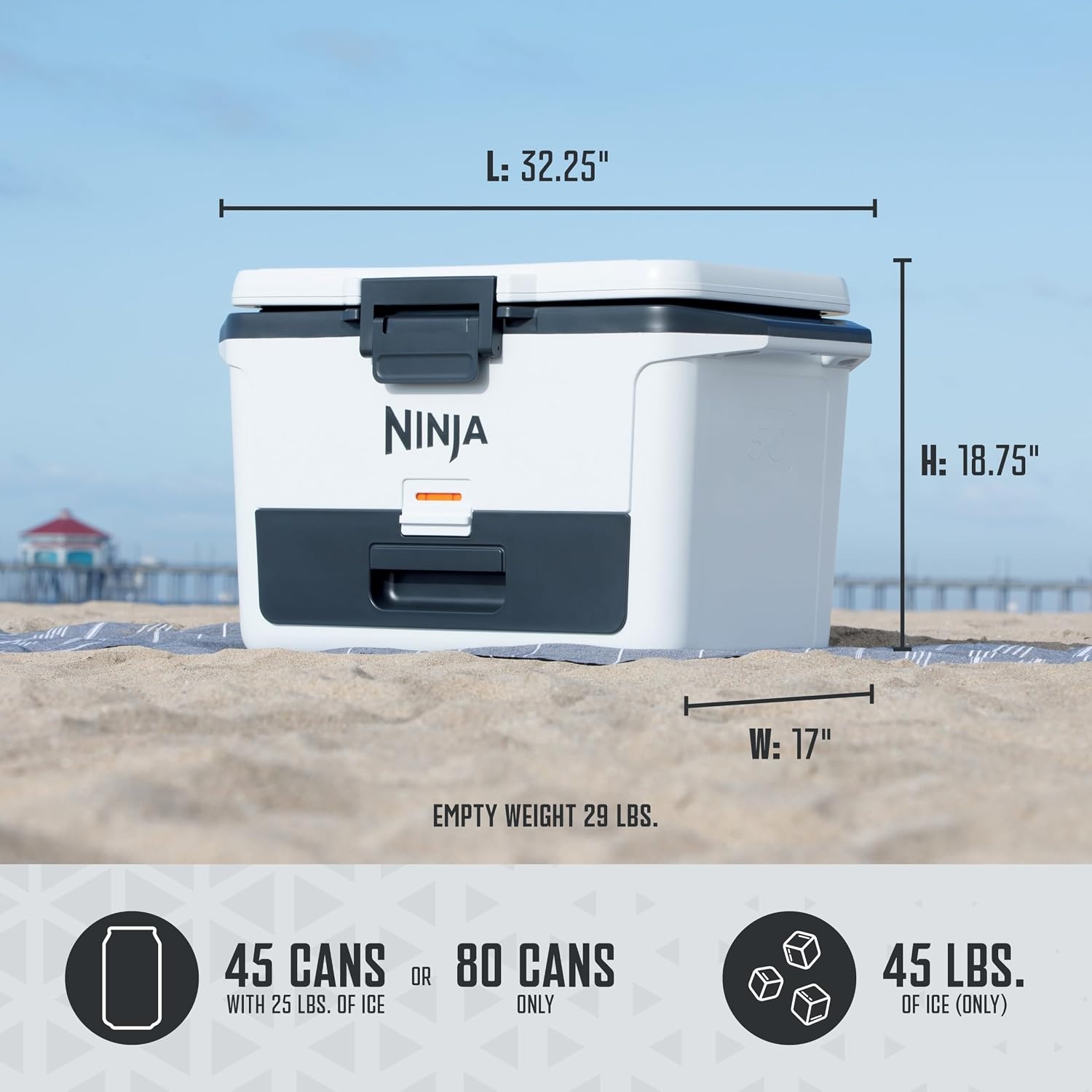 image:imageNinja FrostVault 50qt Hard Cooler with Dry Storage Drawer Spanish Moss Ninja FrostVault keeps food cool dry amp separate under 40F for days with 50qt capacity holding up to 80 cansTrue Red