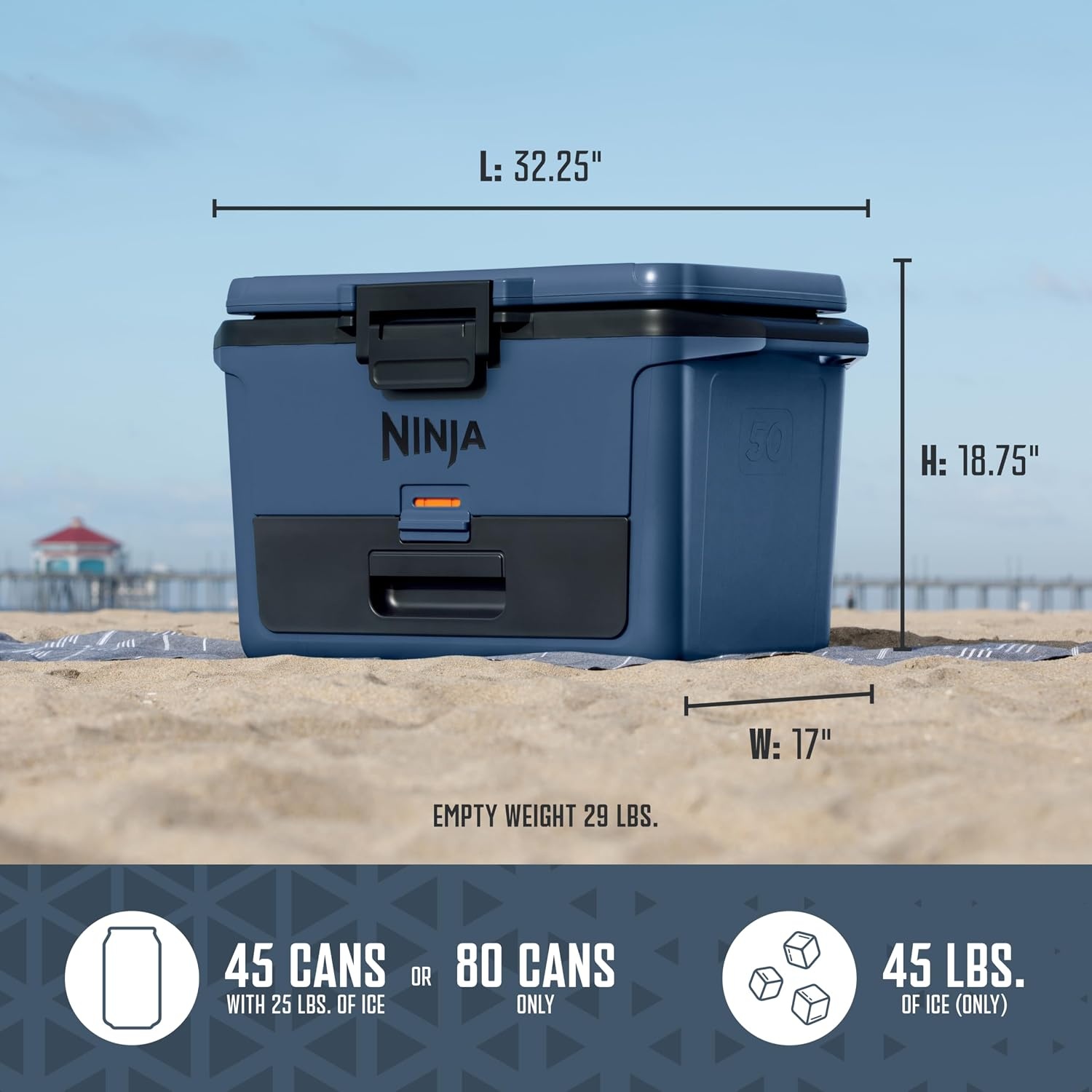 image:imageNinja FrostVault 50qt Hard Cooler with Dry Storage Drawer Spanish Moss Ninja FrostVault keeps food cool dry amp separate under 40F for days with 50qt capacity holding up to 80 cansLakeshore Blue