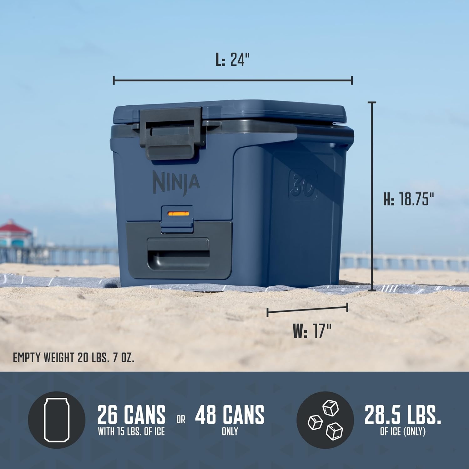 image:imageNinja FrostVault 50qt Hard Cooler with Dry Storage Drawer Spanish Moss Ninja FrostVault keeps food cool dry amp separate under 40F for days with 50qt capacity holding up to 80 cansLakeshore Blue