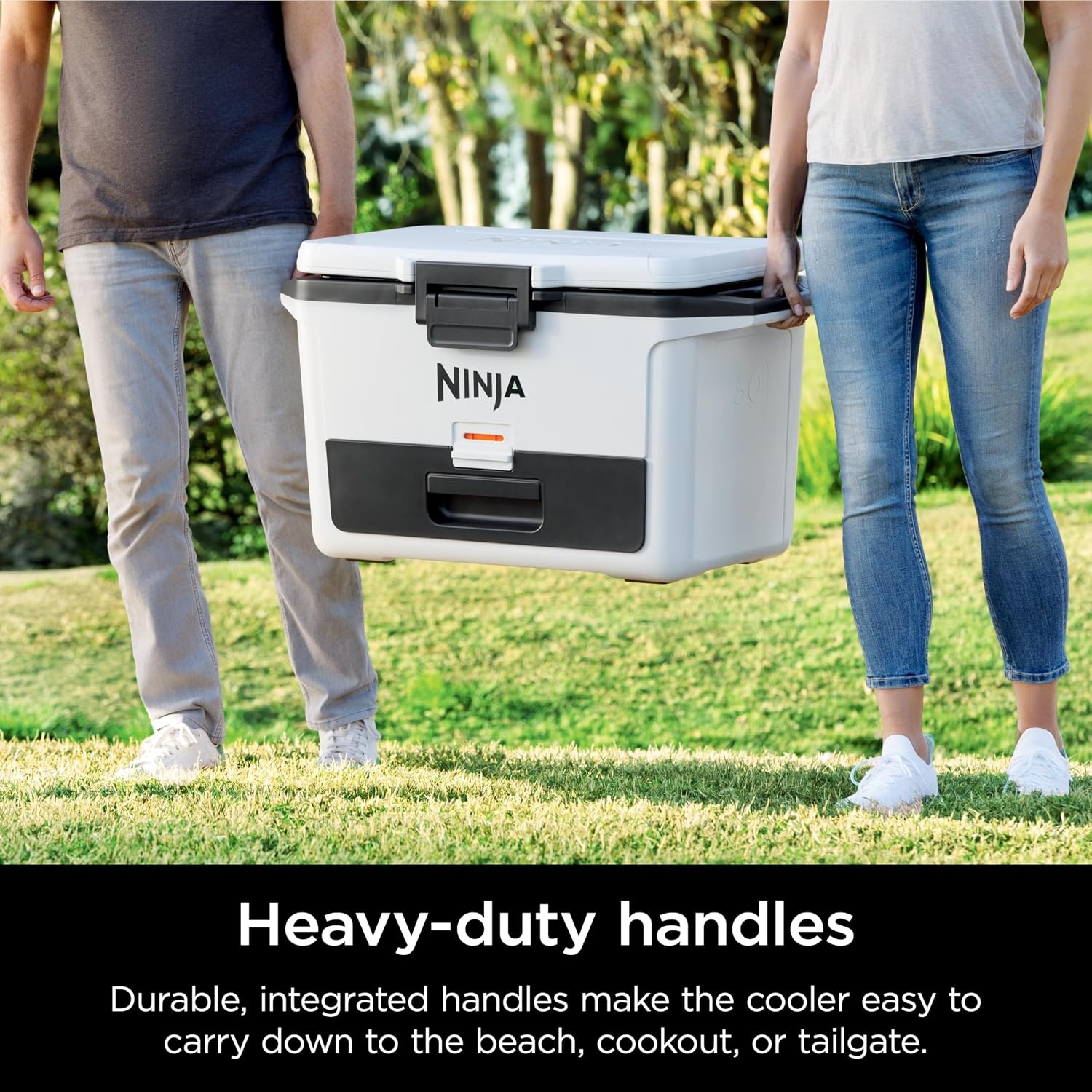 image:imageNinja FrostVault 50qt Hard Cooler with Dry Storage Drawer Spanish Moss Ninja FrostVault keeps food cool dry amp separate under 40F for days with 50qt capacity holding up to 80 cansCloud White
