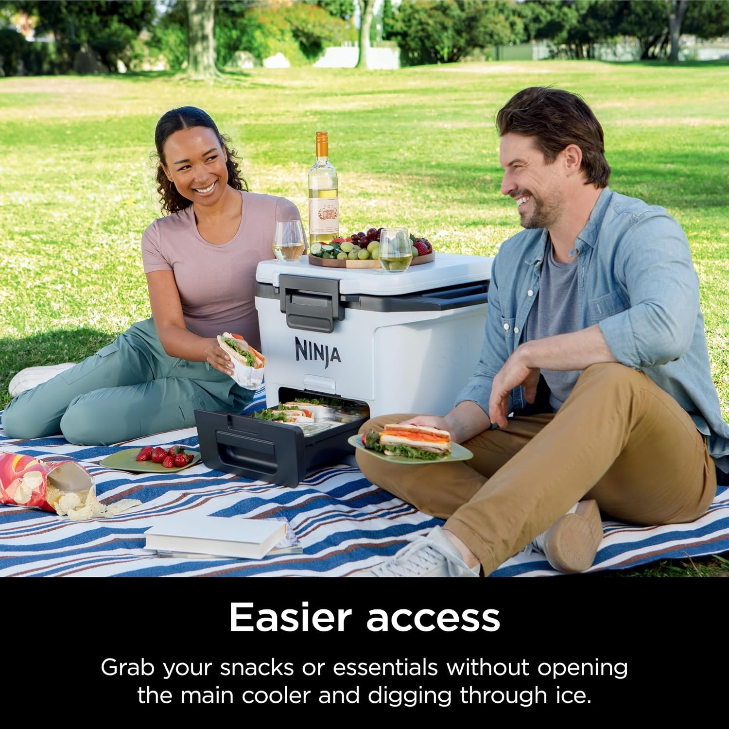 image:imageNinja FrostVault 50qt Hard Cooler with Dry Storage Drawer Spanish Moss Ninja FrostVault keeps food cool dry amp separate under 40F for days with 50qt capacity holding up to 80 cansTrue Red
